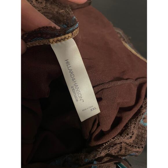 Hillard & Hanson Cami Womens Size 2XL Brown Blue Lace Floral Strappy Fairy Y2K - Picture 3 of 7